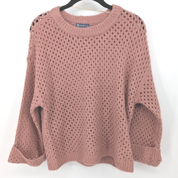 Democracy Sweaters - Democracy Crochet Open Knit Sweater Womens Medium Pink Mauve Soft Boho‎ Spring